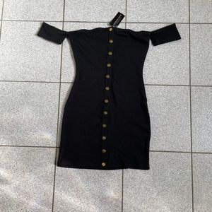 Black off the shoulder mini dress